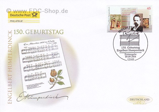 Ersttagsbrief BUND Mi-Nr: 2420, 150. Geburtstag von Engelbert Humperdinck