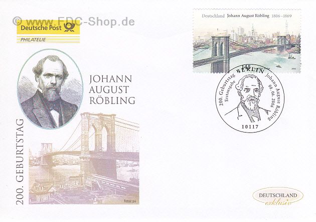 Ersttagsbrief BUND Mi-Nr: 2544, 200. Geburtstag von Johann August Röbling