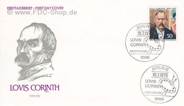 Ersttagsbrief BERLIN Mi-Nr: 509, 50. Todestag von Lovis Corinth
