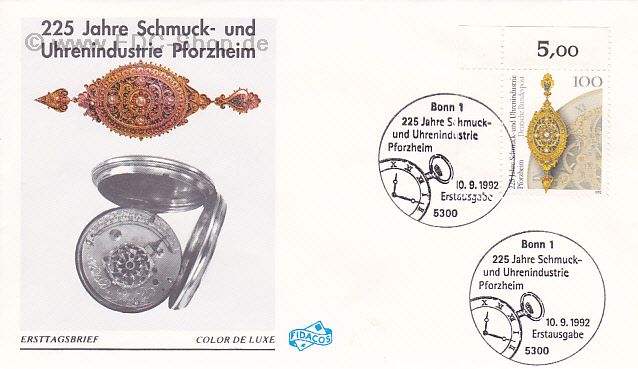 Ersttagsbrief BUND Mi-Nr: 1628, 225 Jahre Schmuck- und Uhrenindustrie, Pforzheim