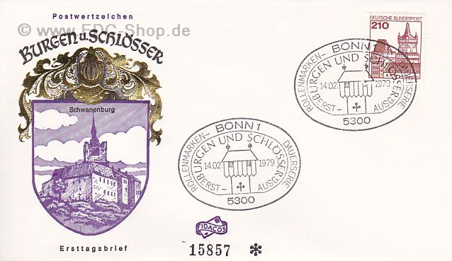 Ersttagsbrief BUND Mi-Nr: 998, Freimarken: Burgen und Schlösser; Schwanenburg, Kleve
