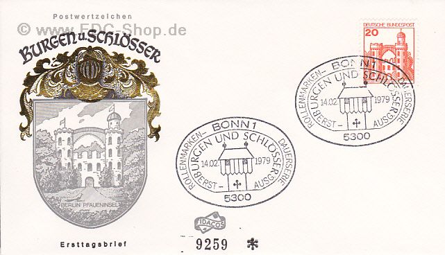 Ersttagsbrief BUND Mi-Nr: 995, Freimarken: Burgen und Schlösser; Schloß Pfaueninsel, Berlin