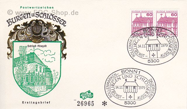 Ersttagsbrief BUND Mi-Nr: 1028, Freimarken: Burgen und Schlösser; schloß Rheydt