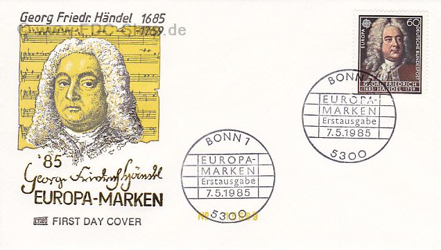 Ersttagsbrief BUND Mi-Nr: 1248, Europa: Europäisches Jahr der Musik: Georg Friedrich Händel