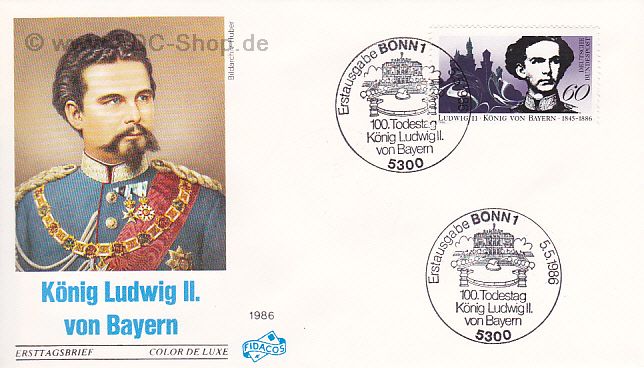 Ersttagsbrief BUND Mi-Nr: 1281, 100. Todestag von König Ludwig II. von Bayern