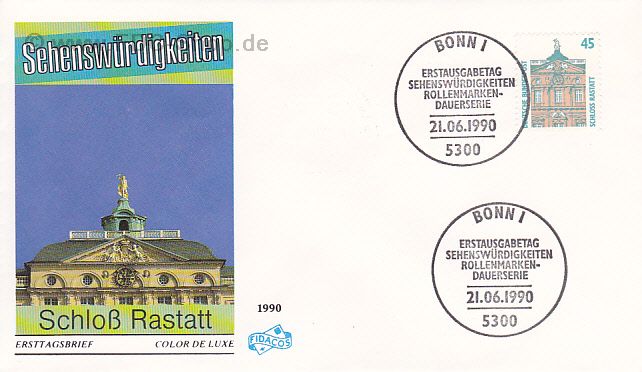 Ersttagsbrief BUND Mi-Nr: 1468, Freimarken: Sehenswürdigkeiten; Schloß Rastatt