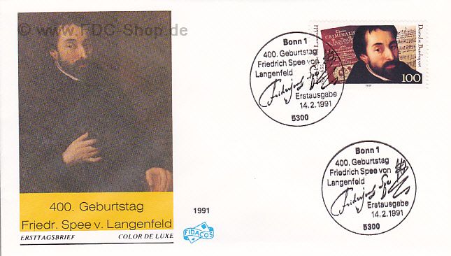 Ersttagsbrief BUND Mi-Nr: 1503, 400. Geburtstag von Friedrich Spee von Langenfeld