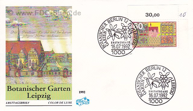 Ersttagsbrief BUND Mi-Nr: 1622, Natur- und Umweltschutz; Botanischer Garten, Leipzig (Stempel Berlin)