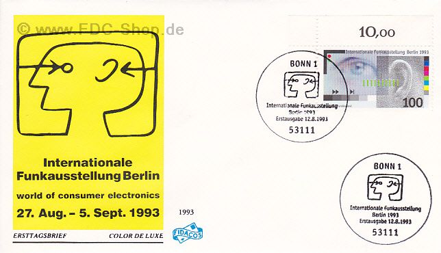 Ersttagsbrief BUND Mi-Nr: 1690, Internationale Funkausstellung (IFA), Berlin (Stempel Bonn)
