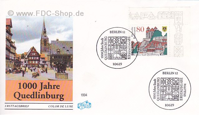 Ersttagsbrief BUND Mi-Nr: 1765, 1000 Jahre Stadt Quedlinburg (Stempel Berlin)
