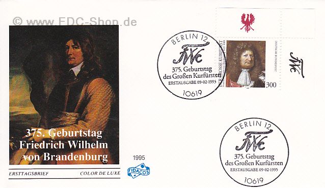 Ersttagsbrief BUND Mi-Nr: 1781, 375. Geburtstag des Großen Kurfürsten (Stempel Berlin)