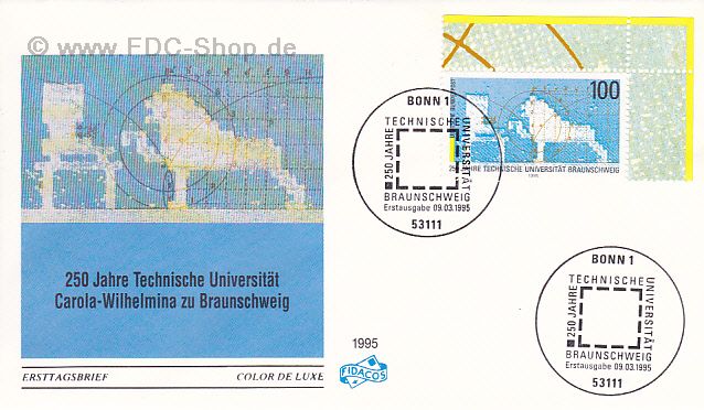 Ersttagsbrief BUND Mi-Nr: 1783, 250 Jahre Technische Universität Carolo-Wilhelmia, Braunschweig (Stempel Bonn)