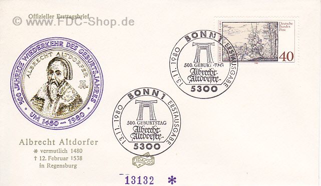 Ersttagsbrief BUND Mi-Nr: 1067, 500. Geburtstag von Albrecht Altdorfer