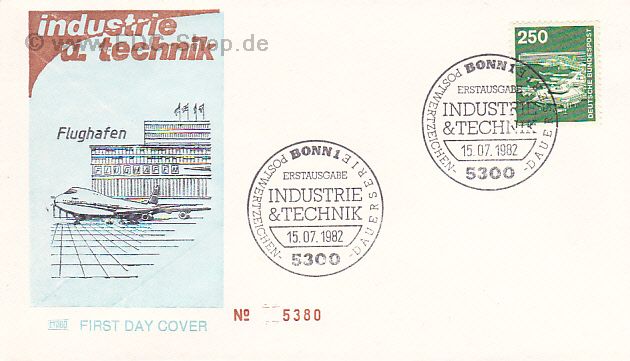 Ersttagsbrief BUND Mi-Nr: 1137, Freimarken: Industrie und Technik; Flughafen Frankfurt am Main