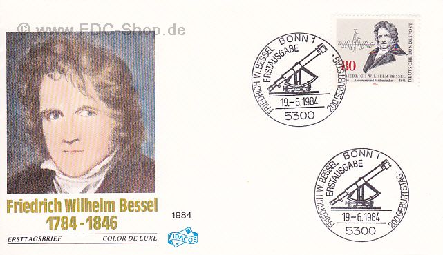 Ersttagsbrief BUND Mi-Nr: 1219, 200. Geburtstag von Friedrich Wilhelm Bessel
