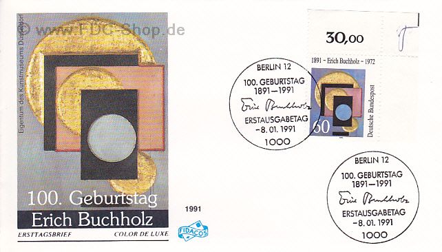 Ersttagsbrief BUND Mi-Nr: 1493, 100. Geburtstag von Erich Buchholz