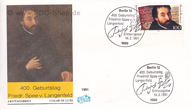 Ersttagsbrief BUND Mi-Nr: 1503, 400. Geburtstag von Friedrich Spee von Langenfeld