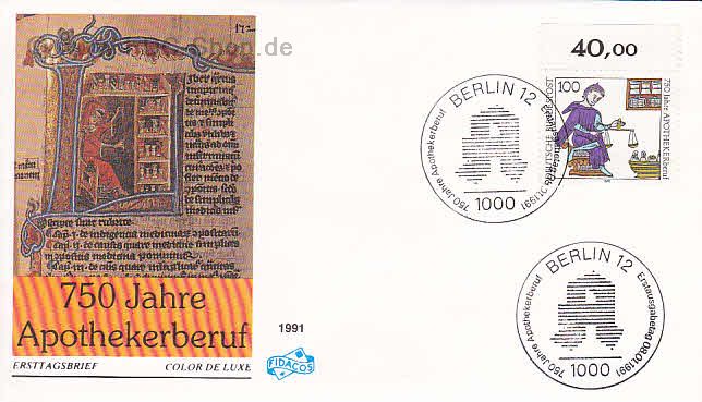 Ersttagsbrief BUND Mi-Nr: 1490, 750 Jahre Apothekerberuf (SS Berlin)