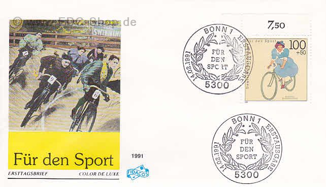 Ersttagsbrief BUND Mi-Nr: 1500, Sporthilfe; Radfahren (SS Bonn)