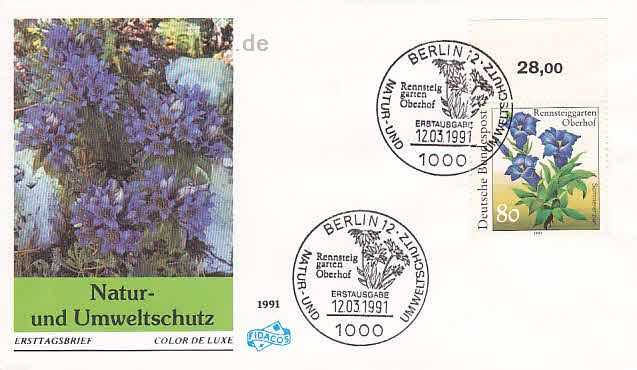 Ersttagsbrief BUND Mi-Nr: 1507, Natur- und Umweltschutz; Pflanzen aus dem Rennsteiggarten Oberhof (SS Berlin)