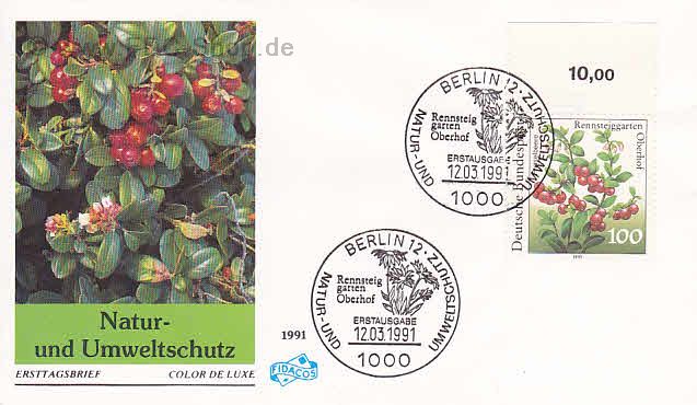 Ersttagsbrief BUND Mi-Nr: 1508, Natur- und Umweltschutz; Pflanzen aus dem Rennsteiggarten Oberhof (SS Berlin)