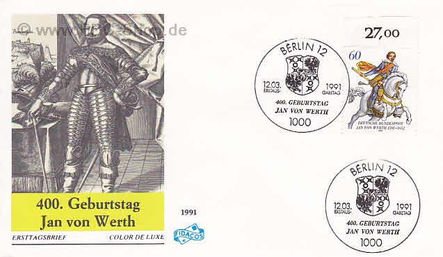 Ersttagsbrief BUND Mi-Nr: 1504, 400. Geburtstag von Jan von Werth (SS Berlin)