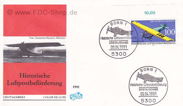 Ersttagsbrief BUND Mi-Nr: 1524, Historische Luftbeförderung (SS Bonn)