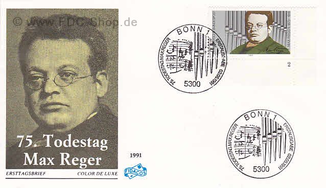 Ersttagsbrief BUND Mi-Nr: 1529, 75. Todestag von Max Reger (SS Bonn)