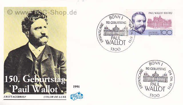 Ersttagsbrief BUND Mi-Nr: 1536, 150. Geburtstag von Paul Wallot (SS Bonn)