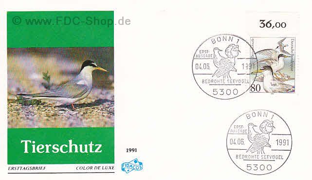 Ersttagsbrief BUND Mi-Nr: 1540, Tierschutz: Bedrohte Seevögel; Kampfläufer (SS Bonn)