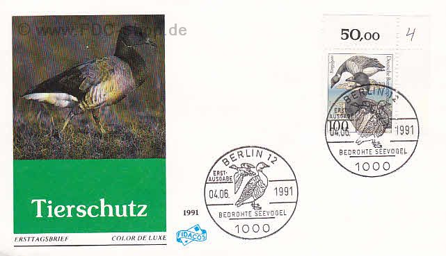 Ersttagsbrief BUND Mi-Nr: 1541, Tierschutz: Bedrohte Seevögel; Ringelgans (SS Berlin)