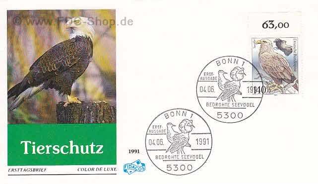 Ersttagsbrief BUND Mi-Nr: 1542, Tierschutz: Bedrohte Seevögel; Seeadler (SS Bonn)