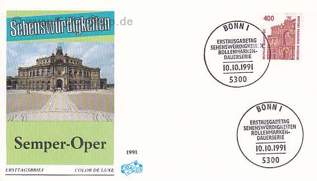 Ersttagsbrief BUND Mi-Nr: 1562, Freimarke: Sehenswürdigkeiten; Semperoper, Dresden (SS Bonn)