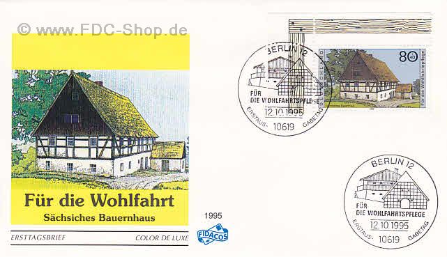 Ersttagsbrief BUND Mi-Nr: 1820, Wohlfahrt: Bauerhäuser; Sachsen (SS Berlin)
