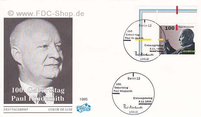 Ersttagsbrief BUND Mi-Nr: 1827, 100. Geburtstag von Paul Hindemith (SS Berlin)