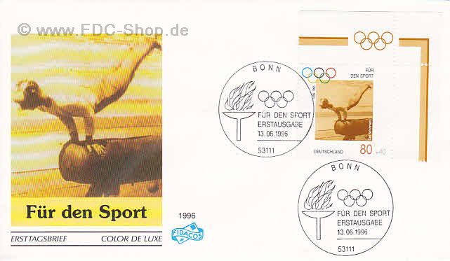 Ersttagsbrief BUND Mi-Nr: 1861, Sporthilfe; 100 Jahre Olympische Spiele der Neuzeit - Olympiasieger: Carl Schuhmann
