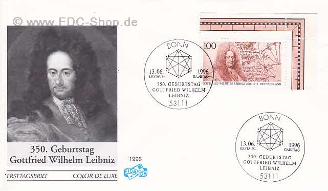 Ersttagsbrief BUND Mi-Nr: 1865, 350. Geburtstag von Gottfried Wilhelm Leibnitz