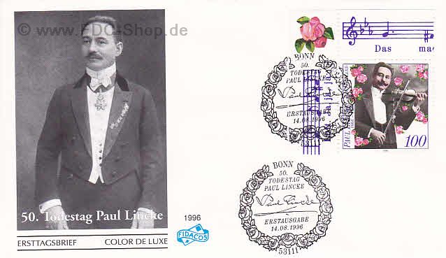 Ersttagsbrief BUND Mi-Nr: 1876, 50. Todestag von Paul Lincke