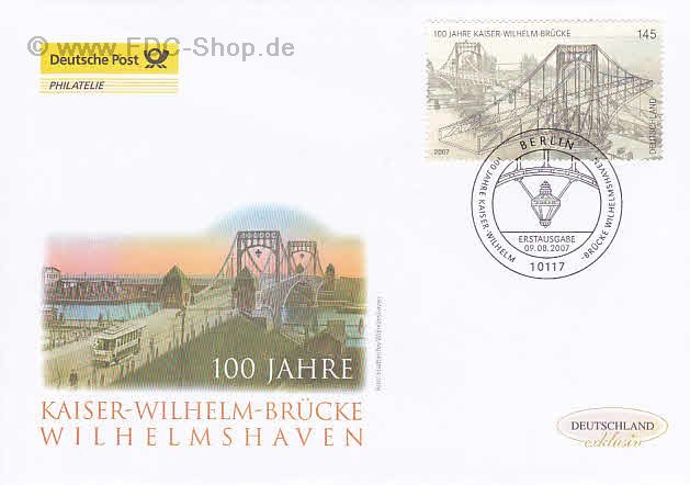 Ersttagsbrief BUND Mi-Nr: 2616, Brücken: 100 Jahre Kaiser-Wilhelm-Brücke, Wilhelmshaven