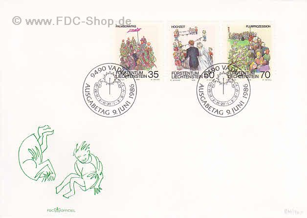 Ersttagsbrief Liechtenstein Mi-Nr: 899-901, Frühlingsbräuche