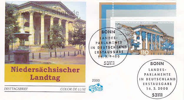 Ersttagsbrief BUND Mi-Nr: 2104, Landesparlamente in Deutschland; Niedersächsischer Landtag, Hannover
