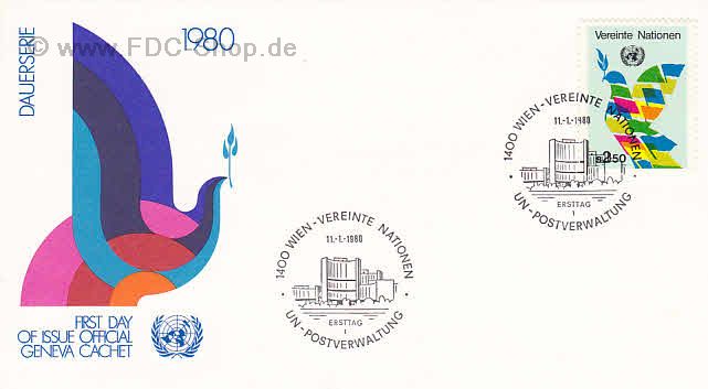 Ersttagsbrief UNO Wien, Mi-Nr: 08, Freimarke: Friedenstaube