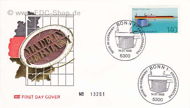 Ersttagsbrief BUND Mi-Nr: 1378, 100 Jahre Herkunftsbezeichnung "Made in Germany"