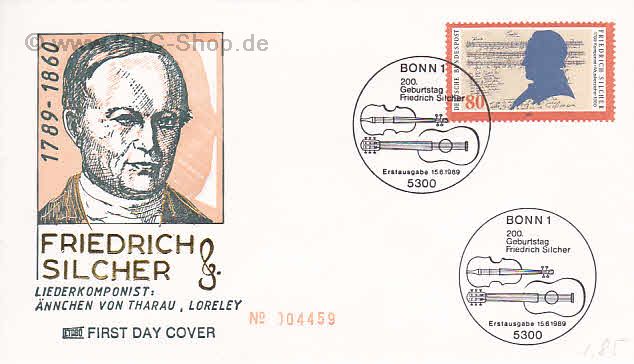 Ersttagsbrief BUND Mi-Nr: 1425, 200. Geburtstag von Friedrich Silcher