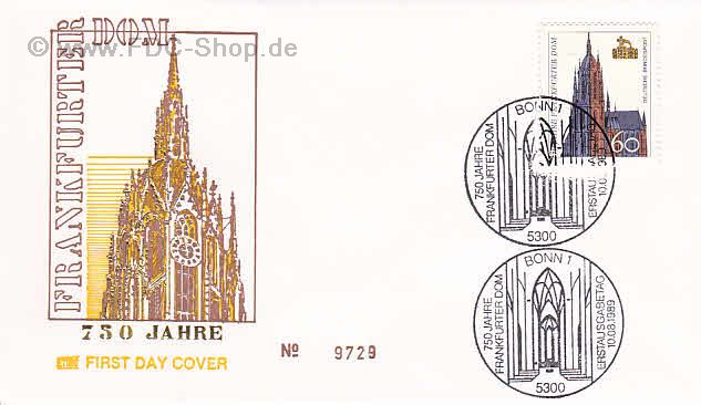 Ersttagsbrief BUND Mi-Nr: 1434, 750 Jahre Dom Frankfurt am Main