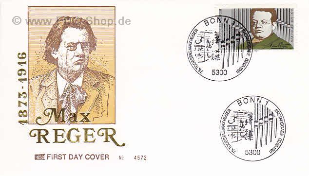 Ersttagsbrief BUND Mi-Nr: 1529, 75. Todestag von Max Reger (SS Bonn)