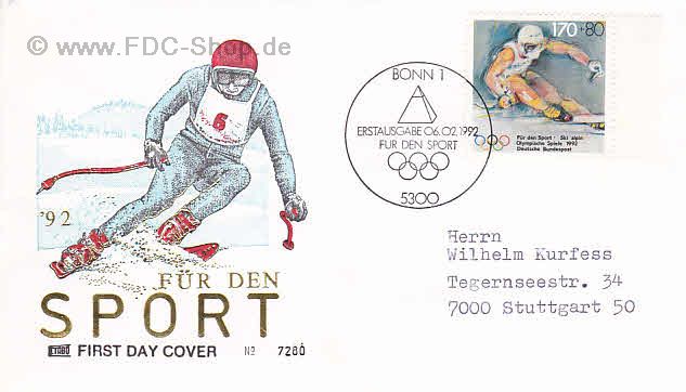 Ersttagsbrief BUND Mi-Nr: 1595, Sporthilfe: Olympische Sommer und Winterspiele