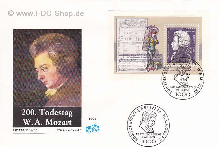 Ersttagsbrief BUND Mi-Nr: 1571, 200. Todestag von Wolfgang Amadeus Mozart (Block 26)