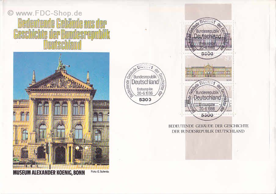 Ersttagsbrief BUND Mi-Nr: 1287-1289, Grundgedanken der Demokratie; Bedeutende Gebäude der Geschichte der Bundesrepublik Deutschland (Block 20)