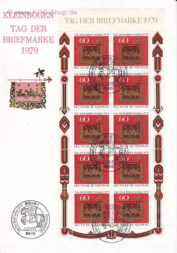 Ersttagsbrief BUND Mi-Nr: 1023, Tag der Briefmarke 1979 (Kleinbogen)